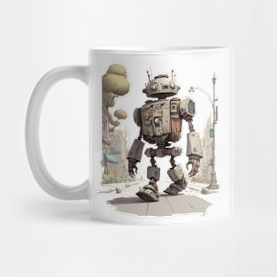 Robot walking tshirt, street robot design Mug